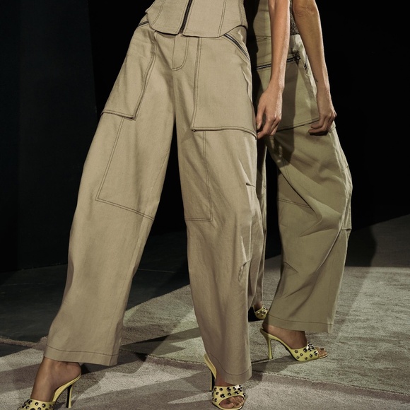 NWT Zara topstitched zipper cargo pants XS - Picture 3 of 16